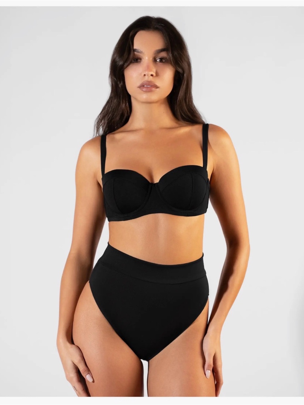 TAS Black Snatching High Waisted Bikini Bottom- M
